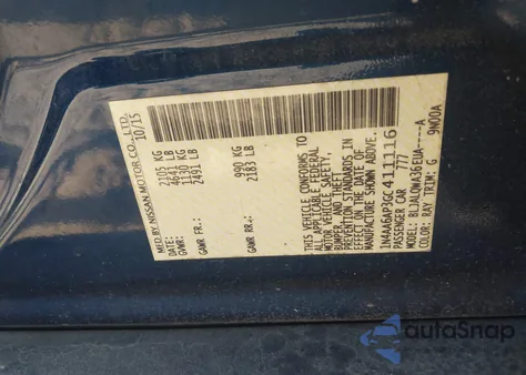 2016 Nissan Maxima 3.5 S z USA, uszkodzony, nr VIN 1N4AA6AP3GC411116